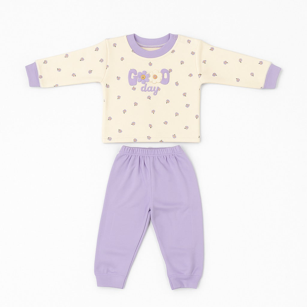 Full Sleeves Top & Jogger Co-ord Set - Lilac Blossom