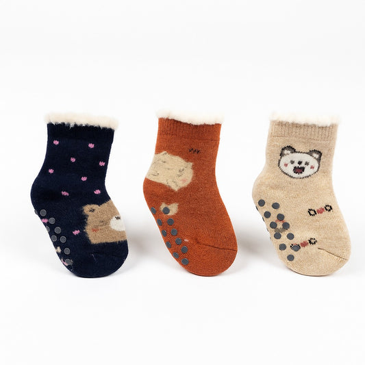 Woollen Antiskid Socks - Pack of 3 Mix Print