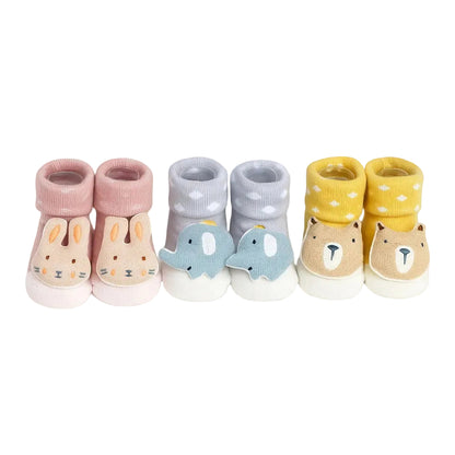 Knitted Winter Booties for Babies with Sound - Set of 3 Mix Print