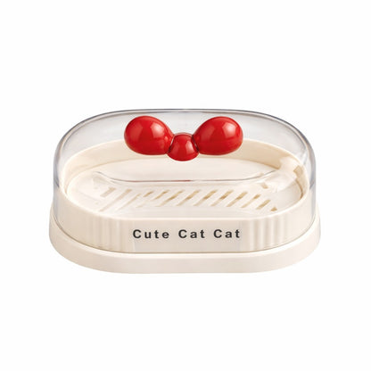 Soap Holder - Cute Cat - White