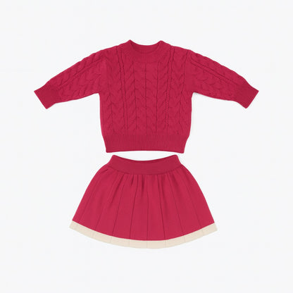 Knitted Sweater & Skirt Set - Candy Love