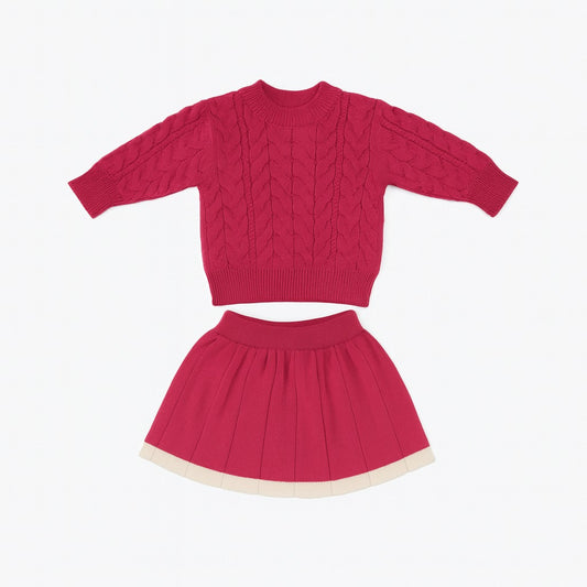 Knitted Sweater & Skirt Set - Candy Love
