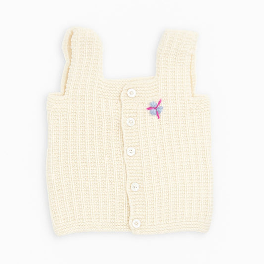 Woolen Vest Square Neck - Vanilla Cream