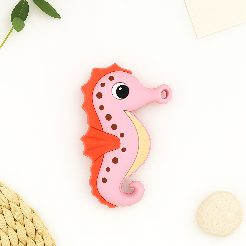 Silicone Cartoon Teether Seahorse (Pink)