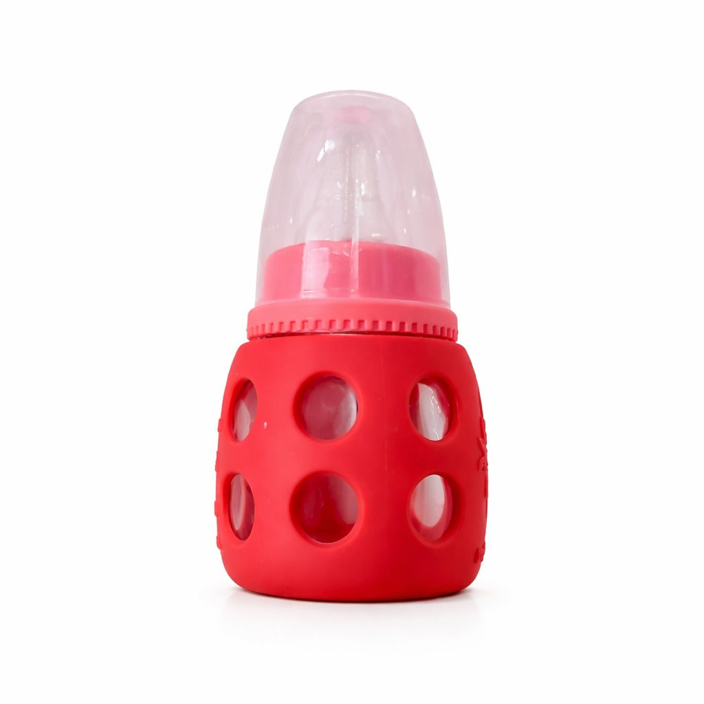 Glass Feeding Bottle 60ml - Candy Red