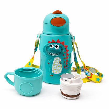Stainless Steel Insulated Hot & Cold Sipper With Protective Cover 500ml - Smiley Dino