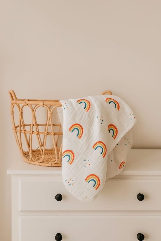 Organic Cotton Muslin Blanket - Rainbow Dreams