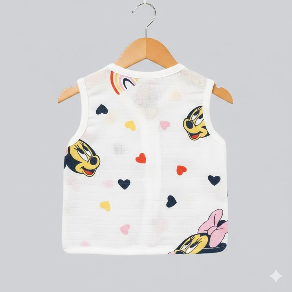 Sleeveless Jhabla With Button - Mickey Love